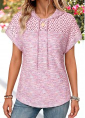 Pink Curved Hem Short Sleeve Hooded T Shirt | thumb picture 