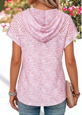 Pink Curved Hem Short Sleeve Hooded T Shirt | thumb picture 