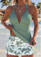 Sage Green Mid Waisted Drawstring Tankini Set | thumb picture 