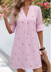 Pink Striped Short Tummy Coverage Half Sleeve Dress | thumb picture 