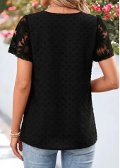 Black Curved Hem Short Sleeve Round Neck Blouse | thumb picture 