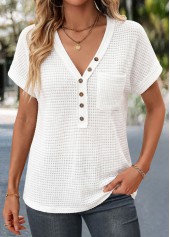 White Single Chest Pocket Short Sleeve T Shirt