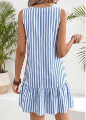 Light Blue Striped Short Tummy Coverage Sleeveless Dress | thumb picture 