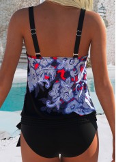 Black Mid Waisted Bowknot Tribal Print Tankini Set | thumb picture 