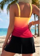 Multi Color Mid Waisted Drawstring Ombre Tankini Set | thumb picture 