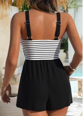 Black Criss Cross Striped One Piece Swimwear | thumb picture 