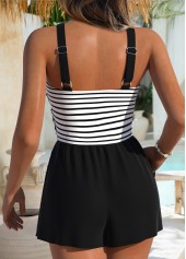 Black Criss Cross Striped One Piece Swimwear | thumb picture 
