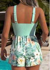 Mint Green Fake 2in1 Floral Print One Piece Swimwear | thumb picture 