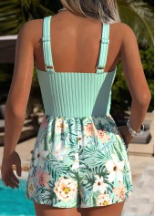 Mint Green Fake 2in1 Floral Print One Piece Swimwear | thumb picture 