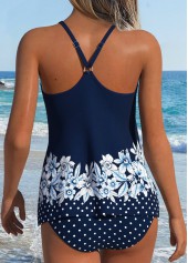 Hot Pink Mid Waisted Handkerchief Hem Striped Tankini Set | thumb picture 