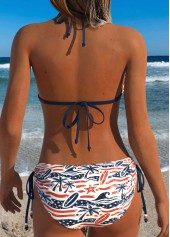 White Low Waisted Two-piece Tropical Plants Print Bikini Set | thumb picture 