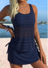 Navy Mid Waisted Adjustable Tie Tankini Set