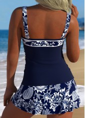 Navy Mid Waisted Tie Marine Life Print Tankini Set | thumb picture 