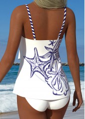White Mid Waisted Layered Marine Life Print Tankini Set | thumb picture 