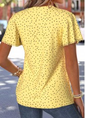 Yellow Polka Dot Curved Hem Short Sleeve T Shirt | thumb picture 