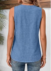 Denim Blue Tribal Print Sleeveless V Neck Tank Top | thumb picture 