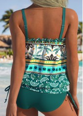 Turquoise Mid Waisted Tie Tribal Print Tankini Set | thumb picture 