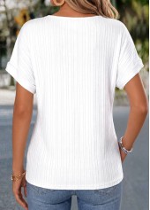 White Floral Print Button Short Sleeve T Shirt | thumb picture 