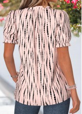 Light Pink Geometric Print Frill Short Sleeve T Shirt | thumb picture 