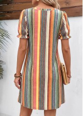 Multi Color Striped Short Double Side Pockets Dress | thumb picture 