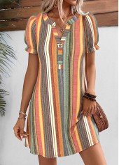 Multi Color Striped Short Double Side Pockets Dress | thumb picture 