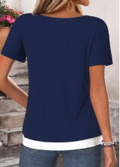 Navy Fake 2in1 Short Sleeve Round Neck T Shirt | thumb picture 
