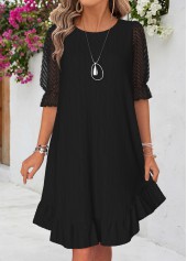 Black Patchwork Half Sleeve Round Neck Dress