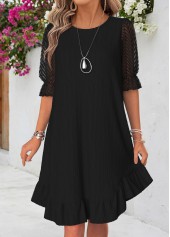 Black Patchwork Half Sleeve Round Neck Dress | thumb picture 