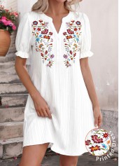 White Short Layered Split Neck Dress