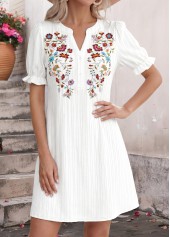 White Short Layered Split Neck Dress | thumb picture 