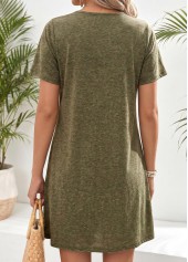 Green Geometric Print Short Tummy Coverage Round Neck Dress | thumb picture 