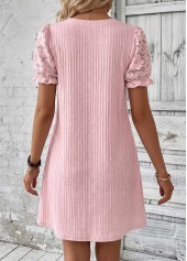 Light Pink Short Shirred Split Neck Dress | thumb picture 
