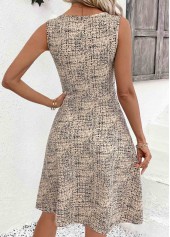 Light Coffee Geometric Print Tummy Coverage Sleeveless Dress | thumb picture 