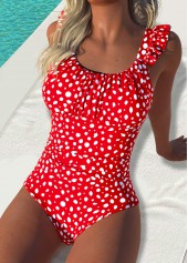 Red Polka Dot One Piece Swimwear