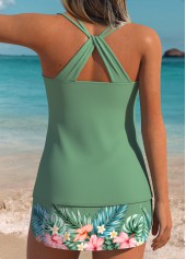 Sage Green Mid Waisted Lace Up Tankini Set | thumb picture 