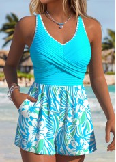 Cyan Fake 2in1 Floral Print One Piece Swimwear | thumb picture 