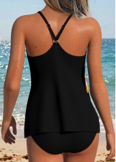 Black Tummy Coverage Floral Print Tankini Top-No Bottom | thumb picture 
