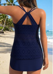 Black Mid Waisted Lace Up Tankini Set | thumb picture 