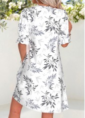 White Leaf Print Short Tummy Control Half Sleeve Dress | thumb picture 