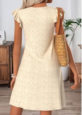 Beige Short Shirred V Neck Dress | thumb picture 
