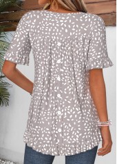 Grey Polka Dot Frill Short Sleeve T Shirt