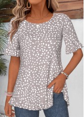 Grey Polka Dot Frill Short Sleeve T Shirt | thumb picture 