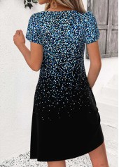 Black Ombre Short Tummy Coverage Asymmetrical Neck Dress | thumb picture 