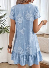 Light Blue Floral Print Short Tummy Coverage Dress | thumb picture 