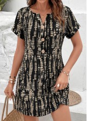 Gray Brown Tie Dye Print Short Tummy Coverage Dress