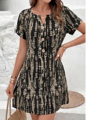 Gray Brown Tie Dye Print Short Tummy Coverage Dress | thumb picture 