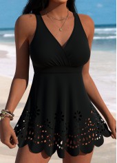 Black Mid Waisted Tummy Coverage Tankini Set | thumb picture 