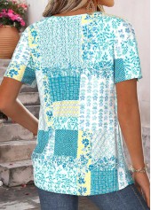 Multi Color Geometric Print Tuck Stitch T Shirt | thumb picture 