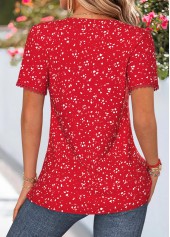 Red Polka Dot Tuck Stitch Short Sleeve Blouse | thumb picture 