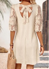 Beige Short Tummy Coverage Half Sleeve Round Neck Dress